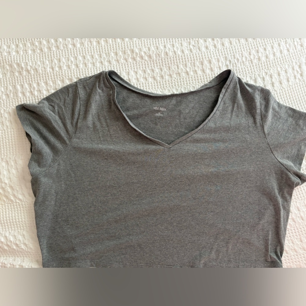 wild fable Gray Scoop Neck Short Sleeve Tee